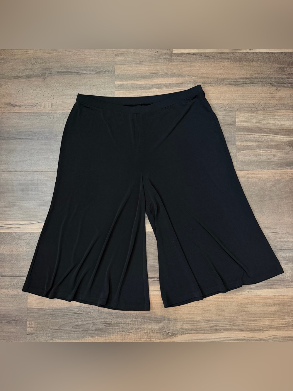 Y2K i.e. Black Flowy Cropped Wide Leg Gaucho Pants Culottes Size XL